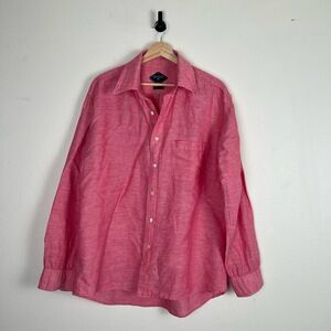 Bills Khakis Shirt Mens Size Large Pink‎ Casual Button Down Pearl Buttons Preppy